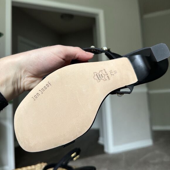 JON JOSEF CARSON Black & Faux Pearl Kitten Heels Size 7.5 EXCELLENT! - Picture 6 of 11